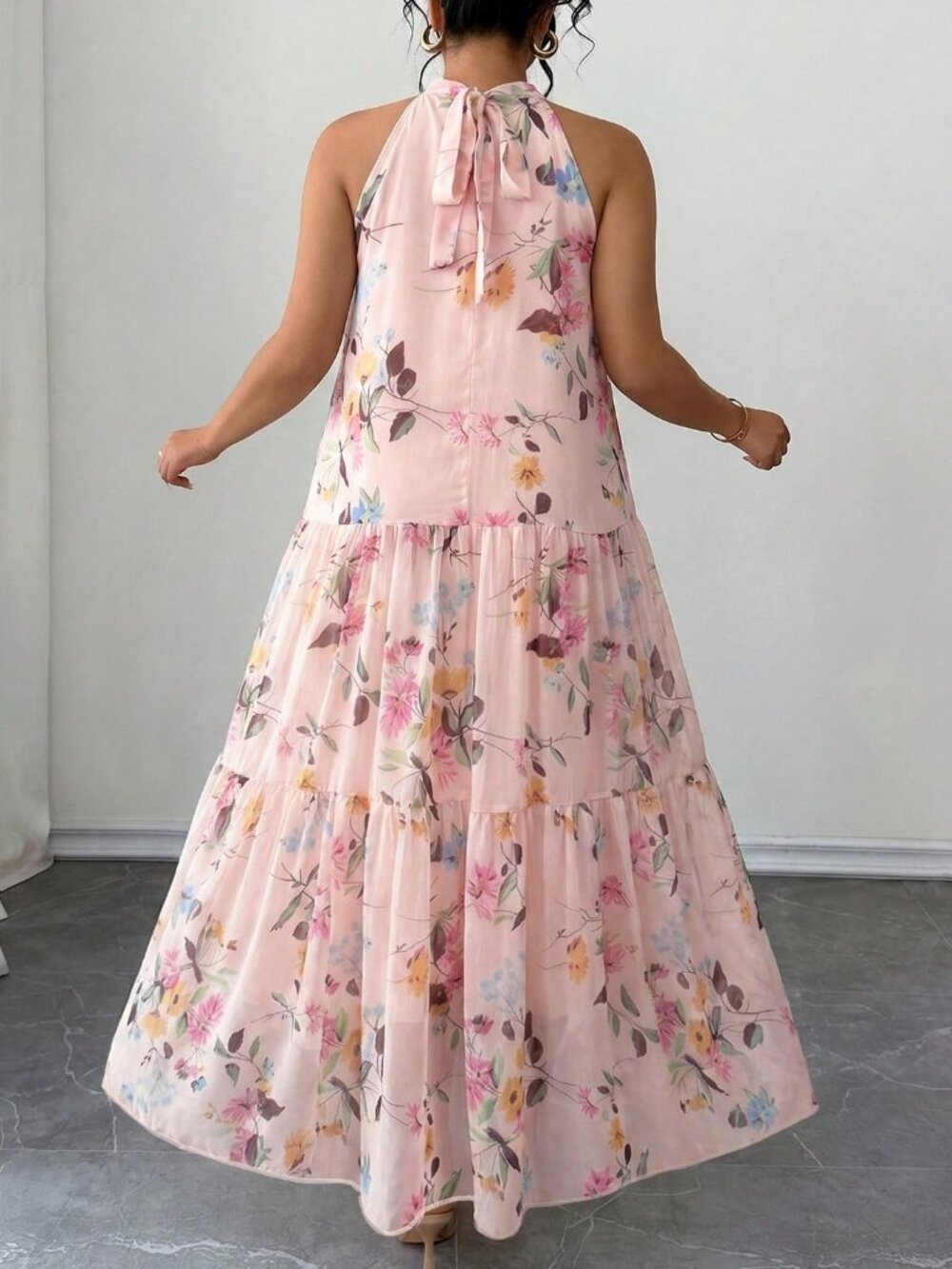 Multicolor Boho Women's Plus Size Floral Maxi Dress - Picture 2 of 7